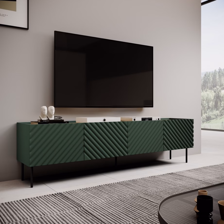 TV-alus Cama MEBLE ONDA, 4 uksega, roheline/Artisan-tamm, 200 × 40 × 54,35 cm - 3