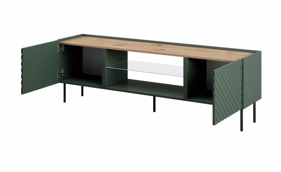 TV-alus Cama MEBLE ONDA, 180,5 × 40 × 58,39 cm, roheline ja Artisan tamm - 4