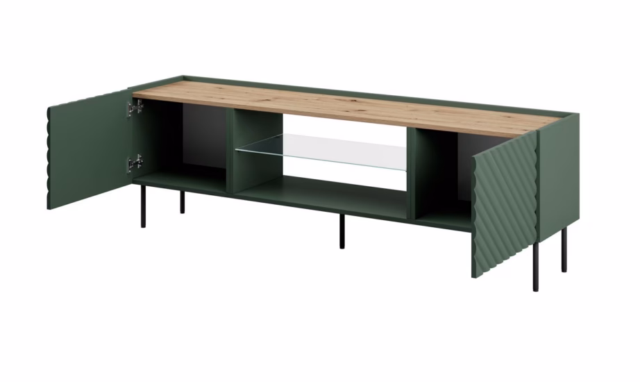TV-alus elektrilise kaminaga Cama MEBLE ONDA, roheline, 196,4 × 28,5 × 43,8 cm - 3