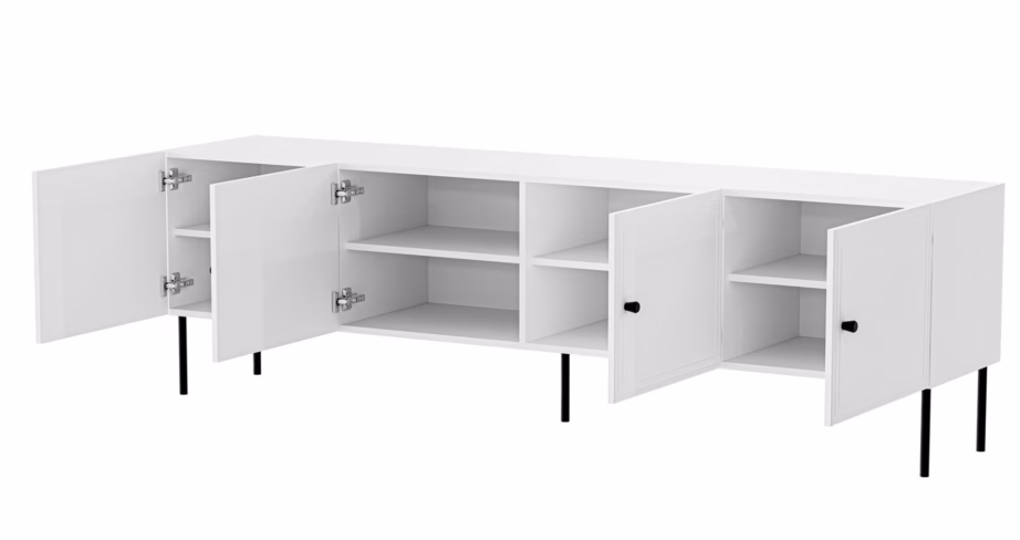 TV-alus Cama MEBLE PALAZZO BIS, 4 ukse ja 4 riiuliga, valge matt - 3