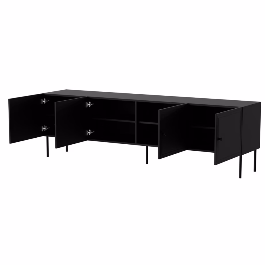 TV-alus Cama MEBLE PALAZZO BIS, 4 uksega, mattmust, 206 cm - 2