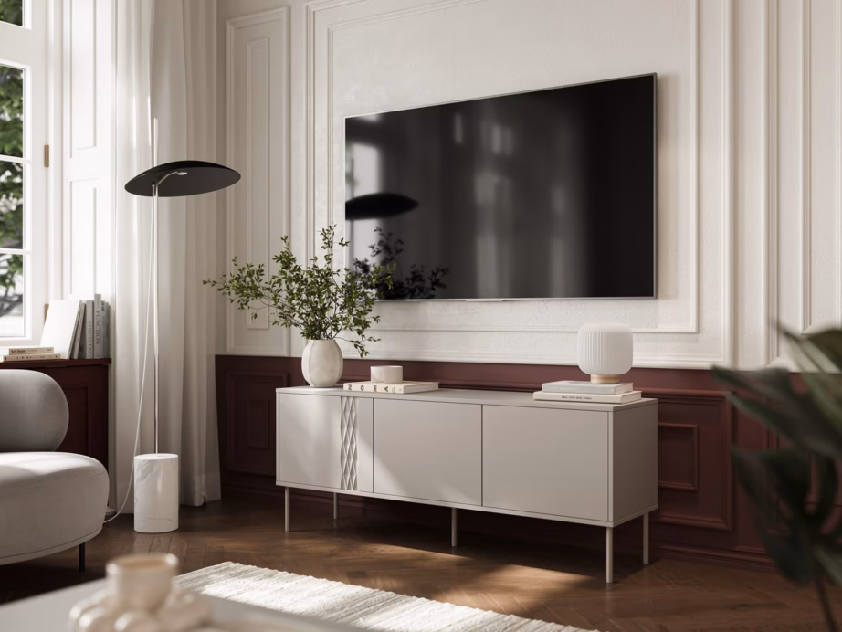 TV-alus Cama MEBLE TRESSE, 150 × 40 × 55 cm, 3 ust, push-to-open, kašmiir matt - 3