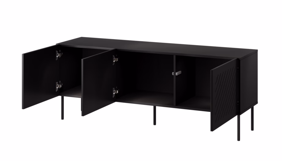 TV-alus Cama MEBLE SIENA, 150,5 × 40 × 60 cm, matt must, 3 ust, push-to-open - 3