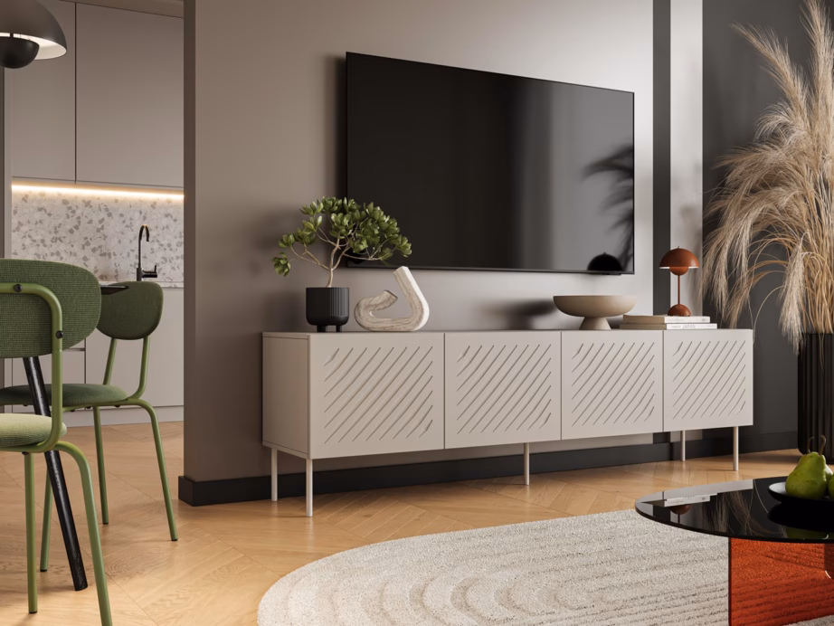 TV-alus Cama MEBLE SIENA, 200 × 40 × 60 cm, 4 uksega, kašmiir matt - 3