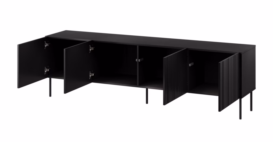 TV-alus Cama MEBLE ISLA, 200 × 40 × 60 cm, matt must, 4 uksega, push-to-open - 2