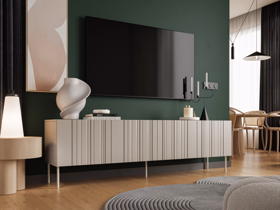 TV-alus Cama MEBLE ISLA, 200 × 40 × 60 cm, kašmiir, matt, 4 uksega - 3