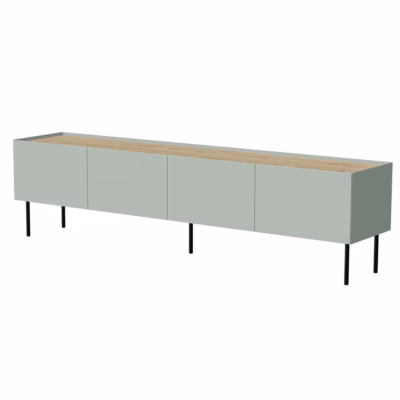 TV-alus Cama MEBLE FELLINI, 200 × 40 × 52 cm, 4 uksega, oliivroheline/tamm