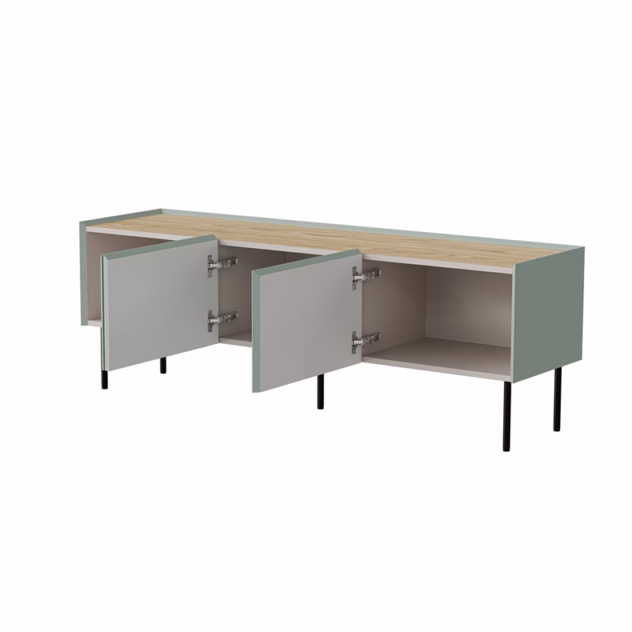 TV-alus Cama MEBLE FELLINI, 150 × 40 × 52 cm, oliivroheline, tamme toonis pealispind - 2
