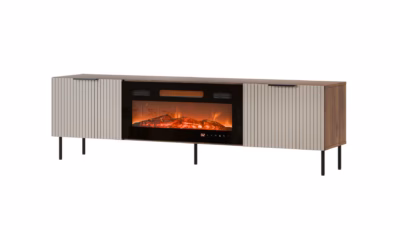 TV-alus Cama MEBLE ALMERA, 180,5 cm, pähkel/kashmiir, kaminaga