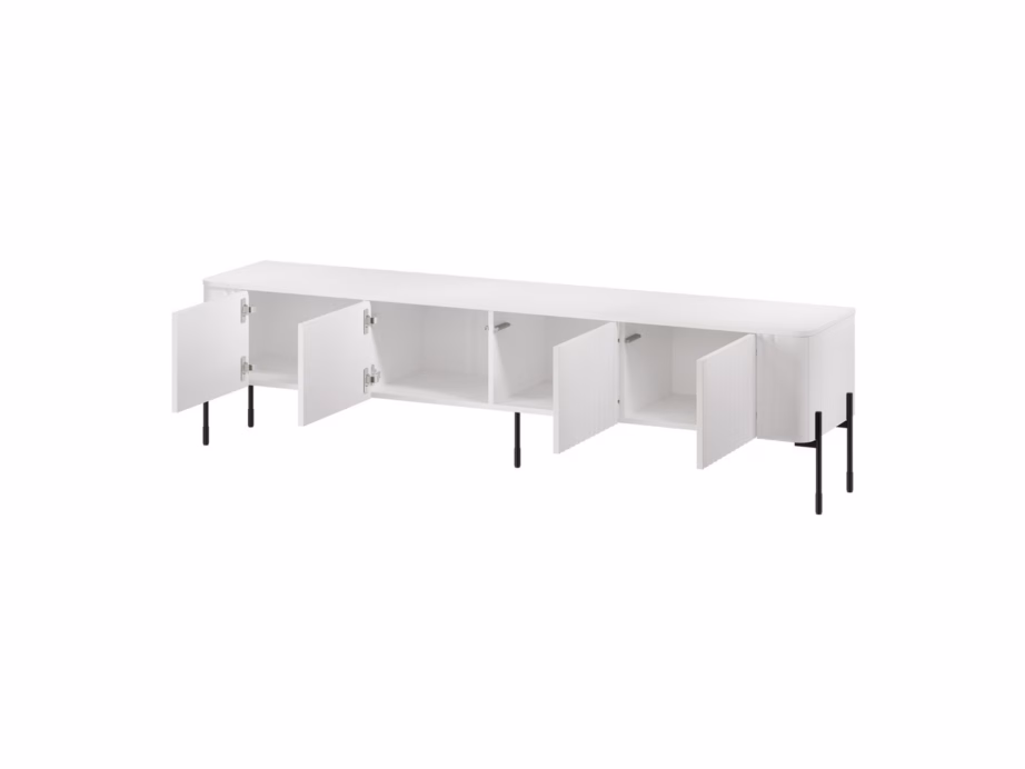 TV-alus Cama MEBLE VERA, 190 × 40 × 50 cm, mattvalge, Push-to-Open - 2