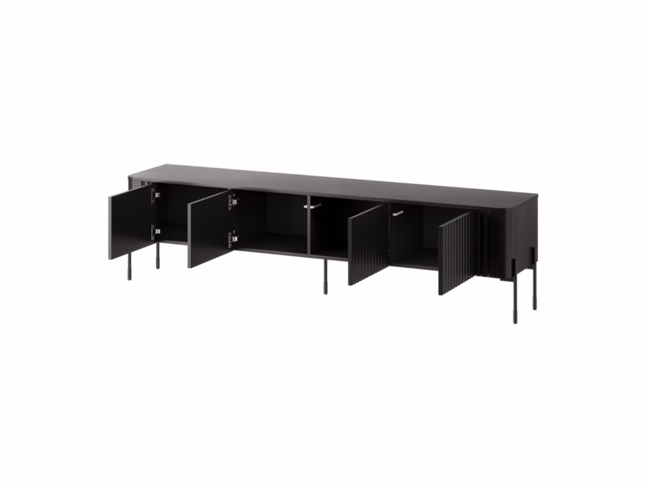TV-alus Cama MEBLE VERA, 190 × 40 × 50 cm, matt must, 4 ust, PUSH TO OPEN - 2