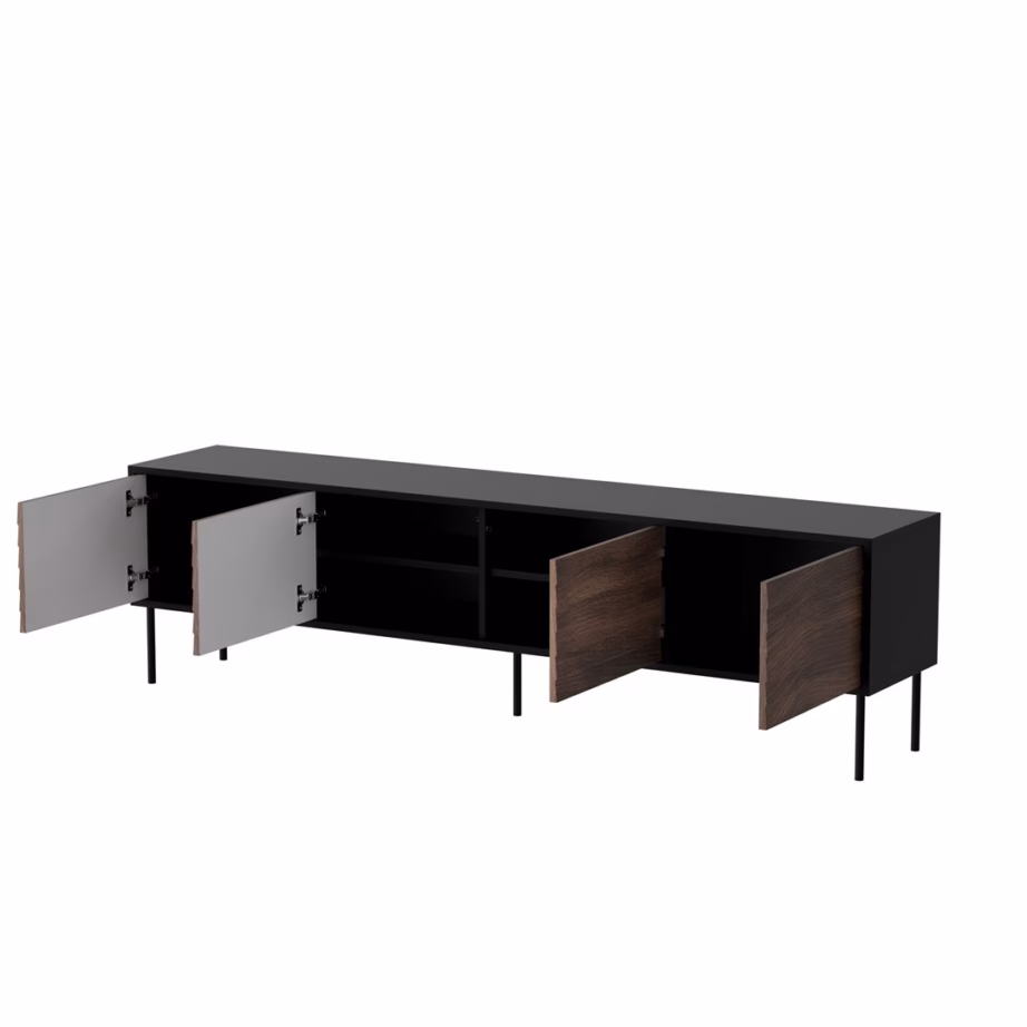 TV-alus Cama MEBLE CORTINA 4D FELLINI, 200 × 40 × 55 cm, must/pähkel - 2