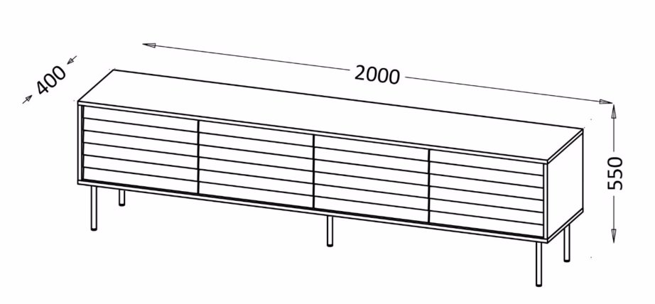 TV-alus Cama MEBLE CORTINA 4D FELLINI, 200 × 40 × 55 cm, must/pähkel - 4