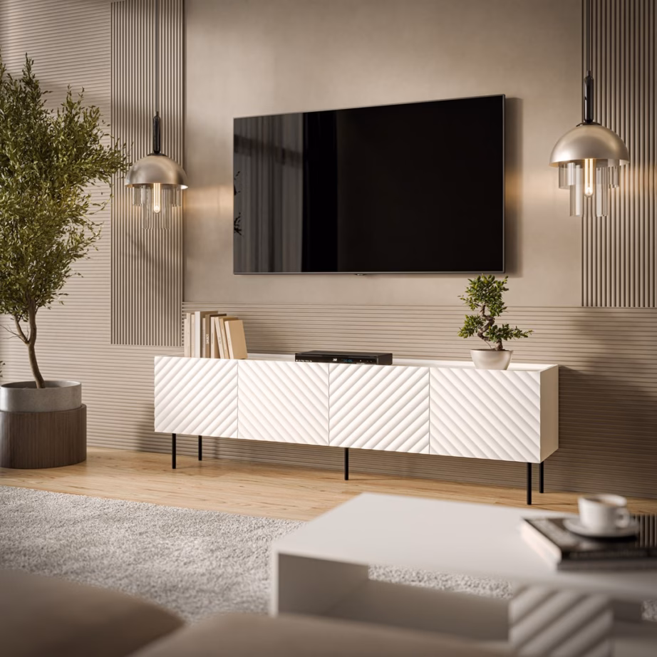 TV-alus Cama MEBLE LUCCA 4D, valge, 4 uksega, FELLINI kollektsioon - 3