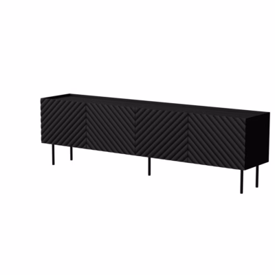 TV-alus Cama MEBLE LUCCA 4D FELLINI, 4 ust, 2 riiulit, matt must