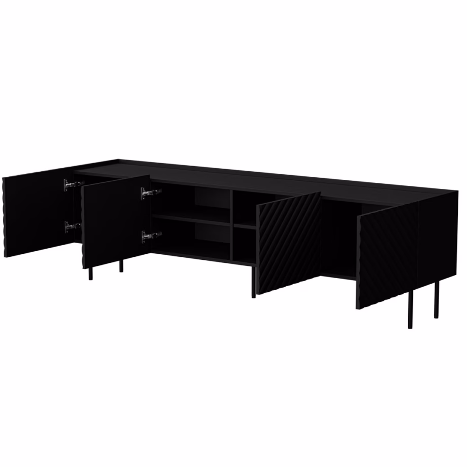 TV-alus Cama MEBLE LUCCA 4D FELLINI, 4 ust, 2 riiulit, matt must - 2
