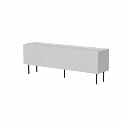 TV-alus Cama MEBLE LUCCA 3D, 165 × 40 × 59 cm, valge, 3 uksega, FELLINI