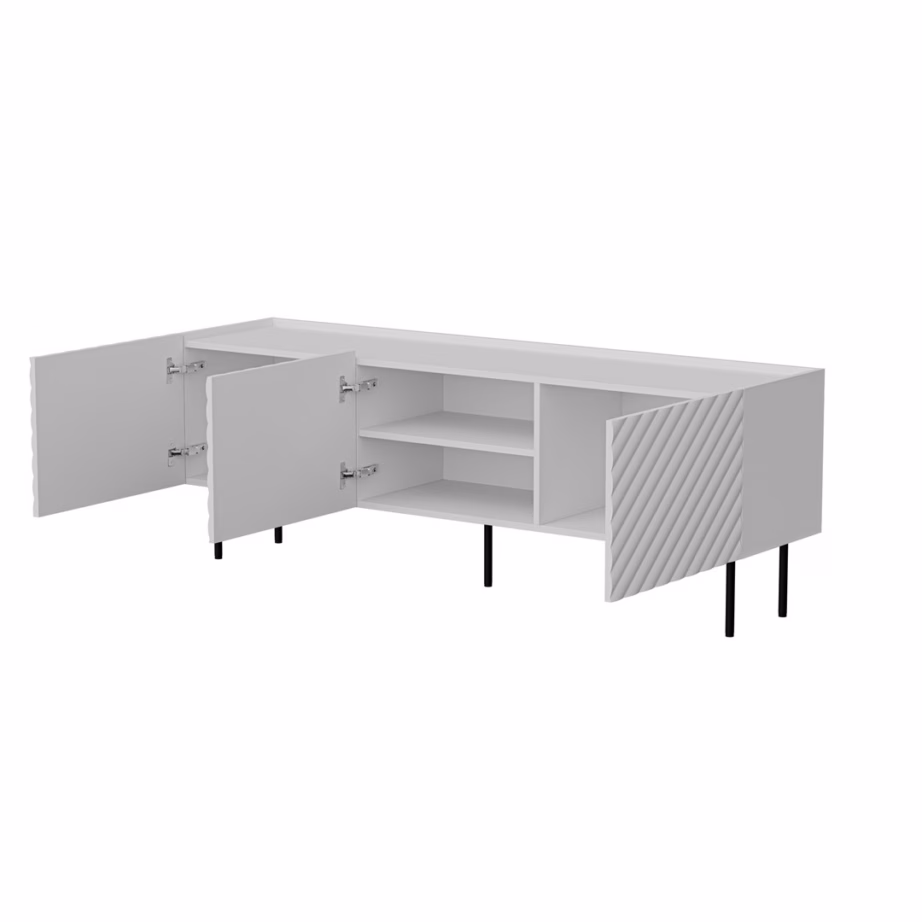 TV-alus Cama MEBLE LUCCA 3D, 165 × 40 × 59 cm, valge, 3 uksega, FELLINI - 2