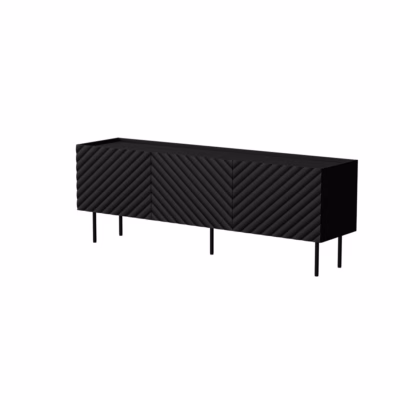 TV-alus Cama MEBLE LUCCA 3D, 165 × 40 × 59 cm, must, 3 uksega