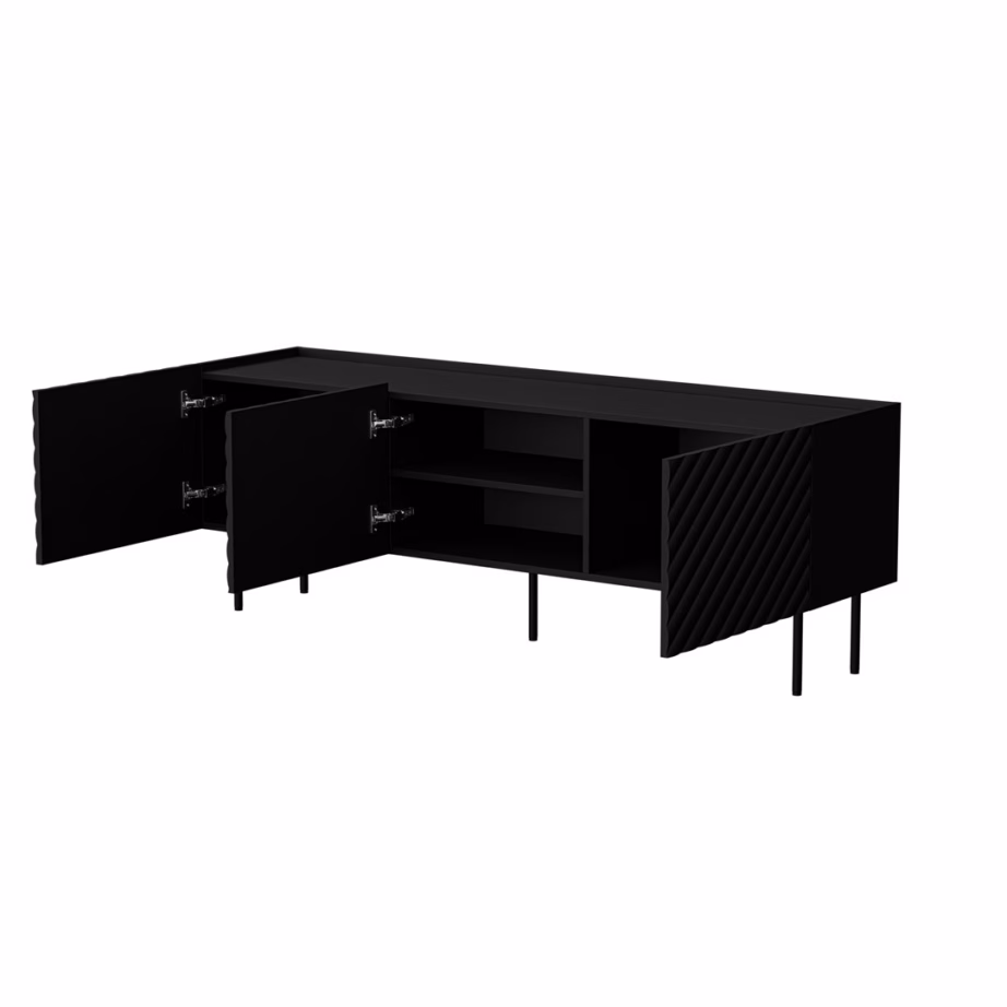 TV-alus Cama MEBLE LUCCA 3D, 165 × 40 × 59 cm, must, 3 uksega - 2