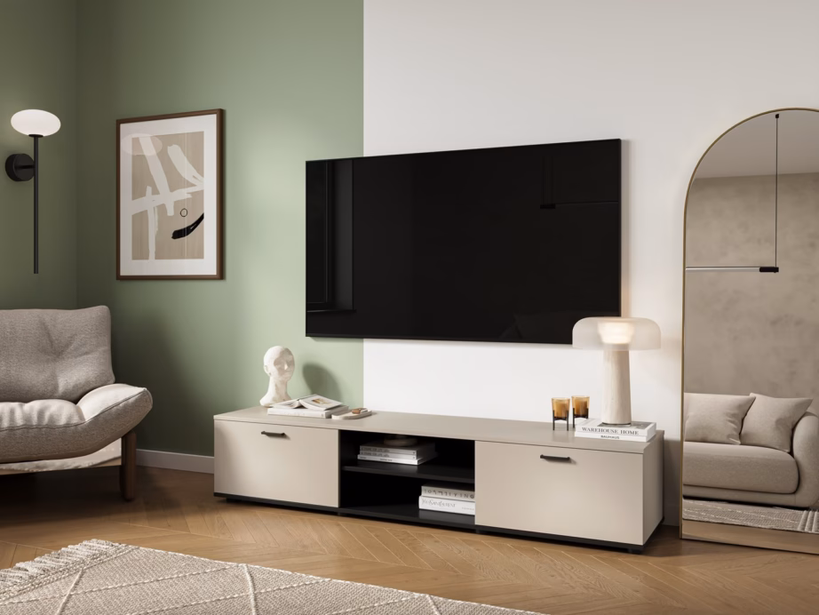 TV-alus Cama MEBLE SOHO, 2 ust ja 1 riiul, kašmiir/must - 3