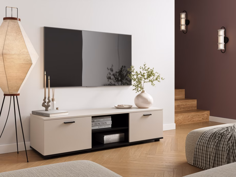 TV-alus Cama MEBLE SOHO, 140 × 43 × 37 cm, 2 ust, kašmiir/must - 3