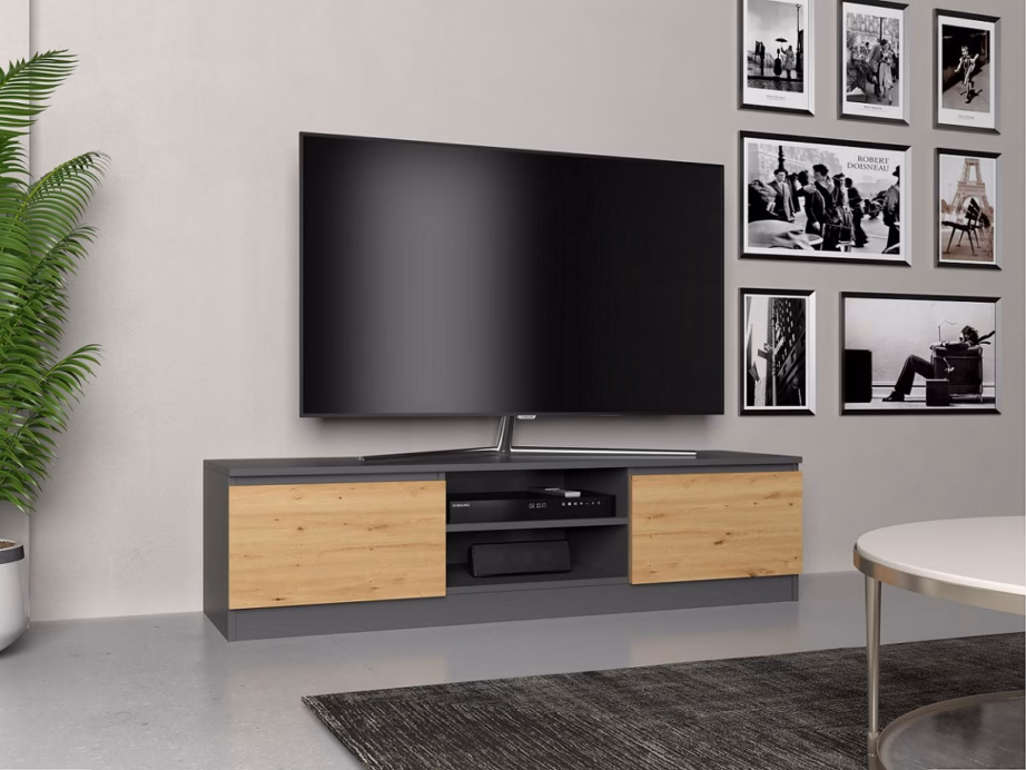 TV-alus TOP E SHOP RTV 140 ANTR/ARTIS MALWA, 140 cm, 2 ust, 2 riiulit - 3