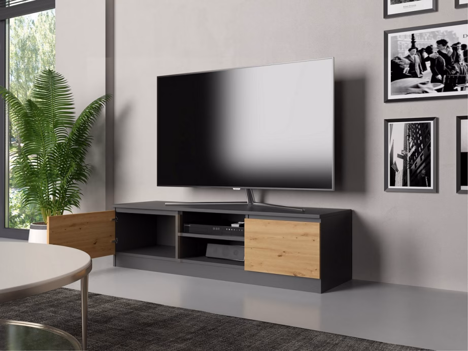 TV-alus TOP E SHOP RTV 140 ANTR/ARTIS MALWA, 140 cm, 2 ust, 2 riiulit - 4