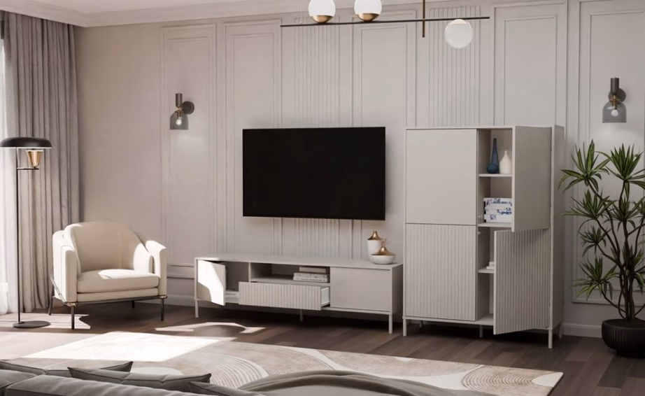 TV-alus TOP E SHOP KAMARO, 164 × 40 × 47 cm, kasmiiritoon, 2 ust ja 1 sahtel - 4