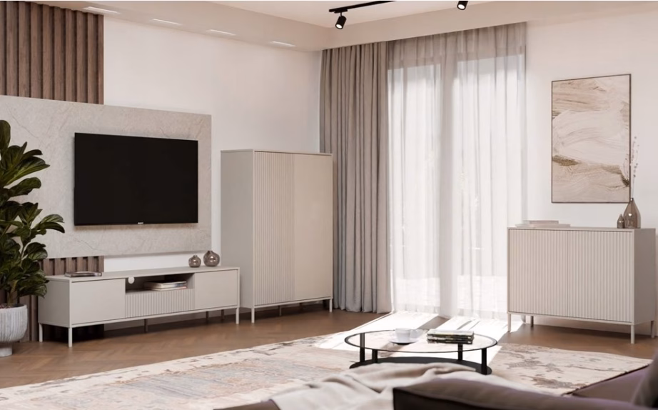 TV-alus TOP E SHOP KAMARO, 164 × 40 × 47 cm, kasmiiritoon, 2 ust ja 1 sahtel - 5