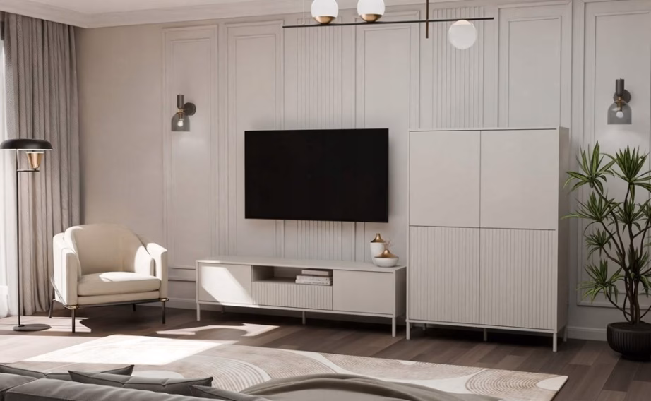 TV-alus TOP E SHOP KAMARO, 164 × 40 × 47 cm, kasmiiritoon, 2 ust ja 1 sahtel - 7