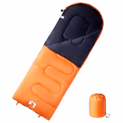 Täiskasvanute magamiskott matkamiseks, oranž-must, 3–4 hooaega, 0–10 °C, 220 x 83 cm