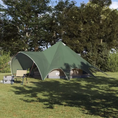 Teepee peretelk 5 inimesele, veekindel, roheline-hall, 415 x 415 x 247 cm