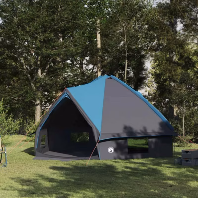 Vee- ja UV-kindel teepee-telk 10 inimesele, sinine/hall, 567 x 470 x 242 cm