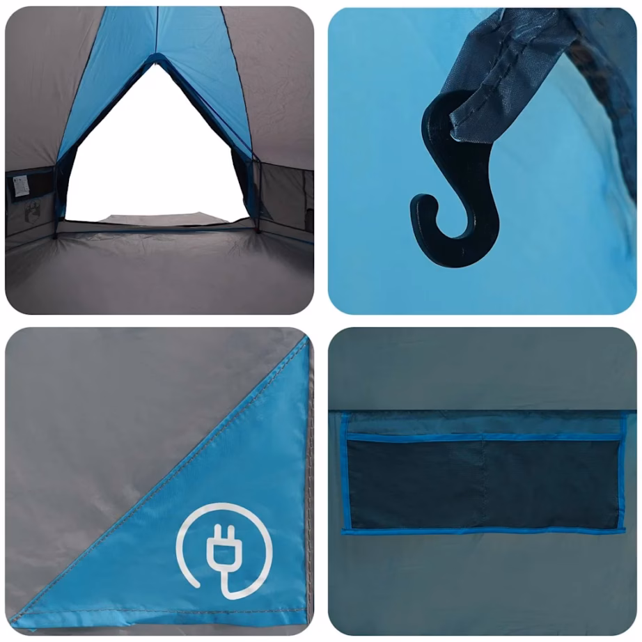 Vee- ja UV-kindel teepee-telk 10 inimesele, sinine/hall, 567 x 470 x 242 cm - 11