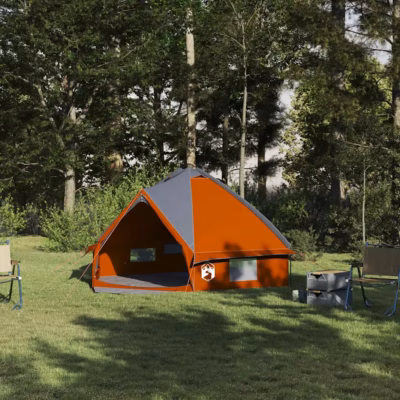 Vettpidav teepee telk 4 inimesele, hall ja oranž, 388 x 320 x 169 cm