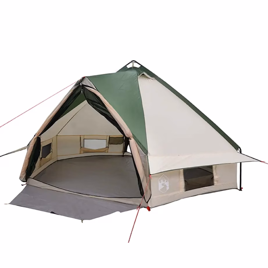 Teepee telk 6 inimesele, roheline ja valge, 431 x 366 x 185 cm - 2