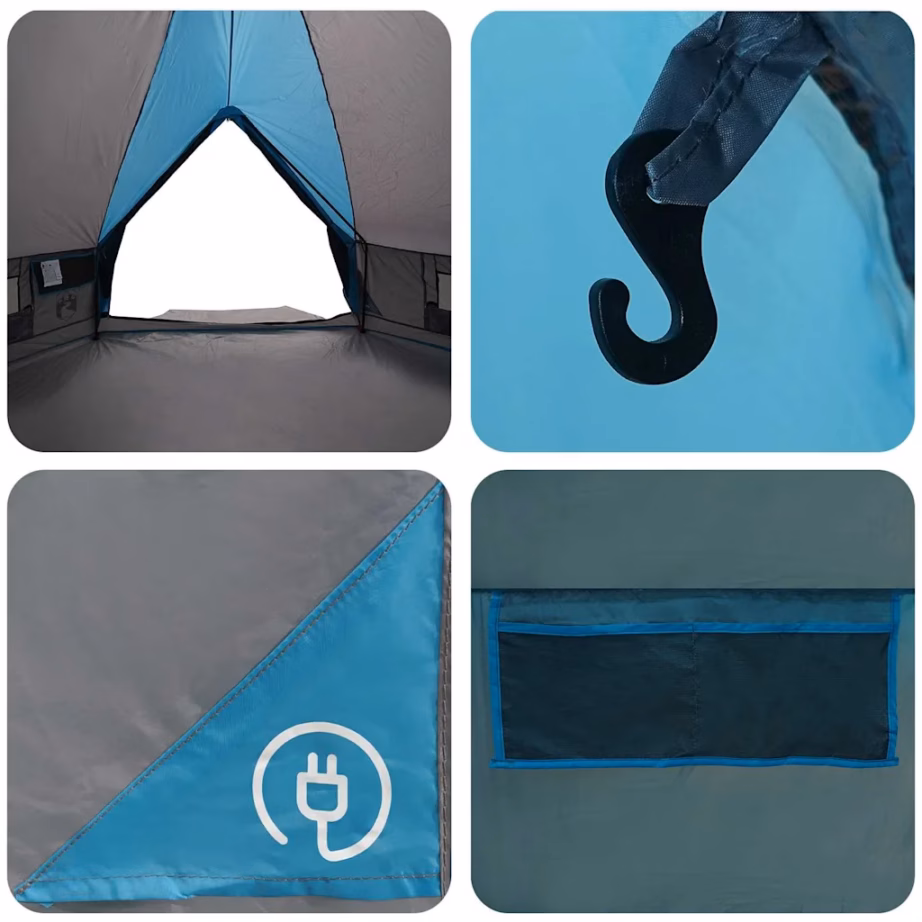 Teepee telk 8-inimesele, sinine ja hall, 490 x 410 x 210 cm - 11