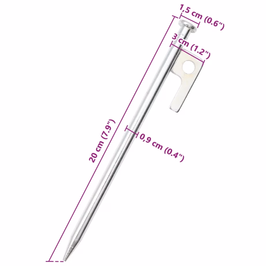 Tsingitud terasest telgivaiad 24 tk, 20 cm, 9 mm, hõbedane - 6
