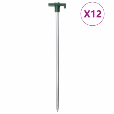 Tsingitud terasest telgivaiad konksu ja aasaga, 25 cm, 12 tk