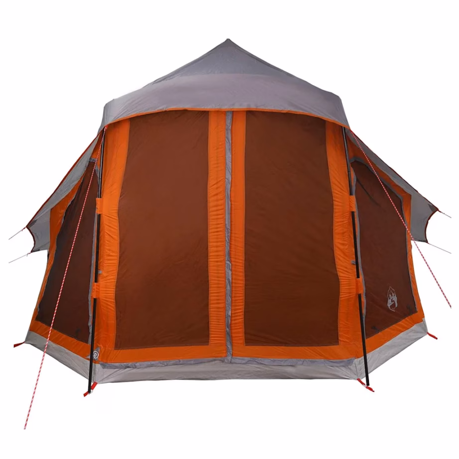 Tipi stiilis peretelk katusega, 6-le, hall ja oranž taft, 404 x 370 x 270 cm - 11