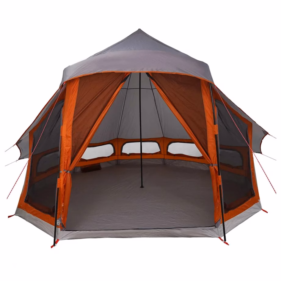 Tipi stiilis peretelk katusega, 6-le, hall ja oranž taft, 404 x 370 x 270 cm - 4