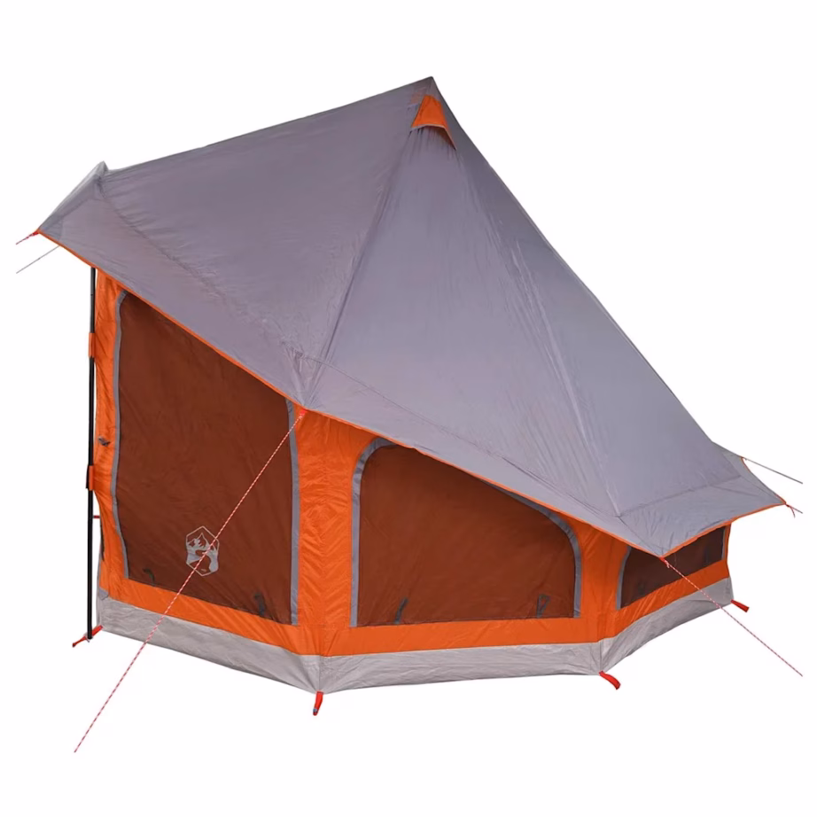 Tipi stiilis peretelk katusega, 6-le, hall ja oranž taft, 404 x 370 x 270 cm - 5