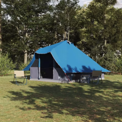 Tipi stiilis peretelk eeskatusega, 8-le, sinine taft, 358 x 296 x 258 cm