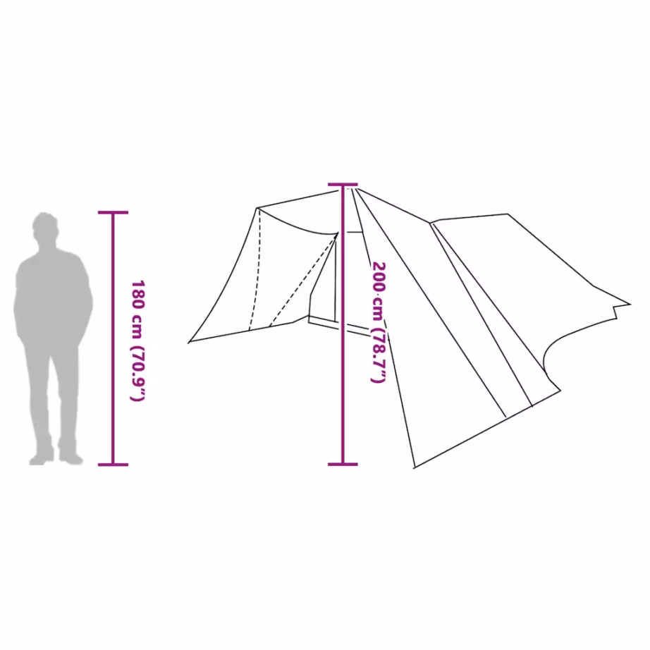 Tipi stiilis peretelk katusega, roheline taft, 12-le, 660 x 456 x 200 cm - 13