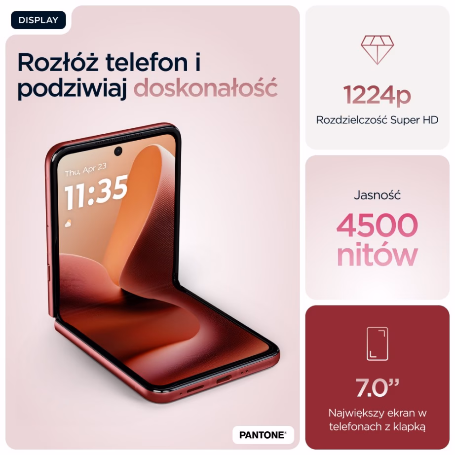 Nutitelefon Motorola razr 60 ultra, 6,96″, Dual SIM, 16 GB RAM, 512 GB, 5G, Bordeaux - 35