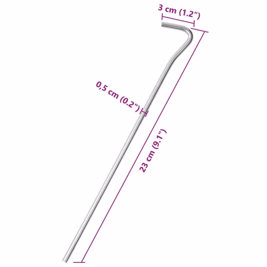 Tsingitud terasest telgivaiad konksuga, 23 cm, Ø 5 mm, 50 tk - 5