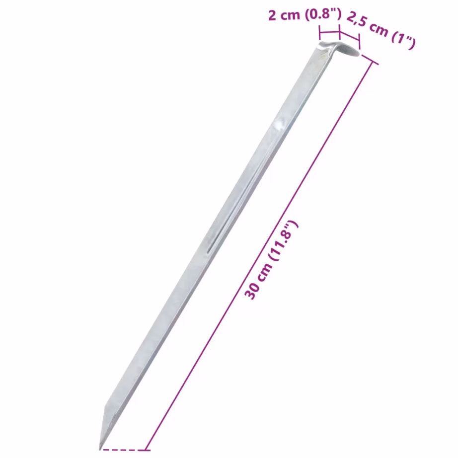 Tsingitud terasest telgivaiad, 24 tk, 30 cm, Ø20 mm, hõbedane - 7