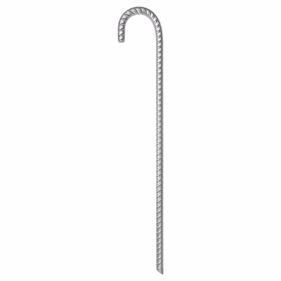 Tsingitud terasest telgivaiad konksuga, 12 tk, 41,5 cm, Ø12 mm - 3