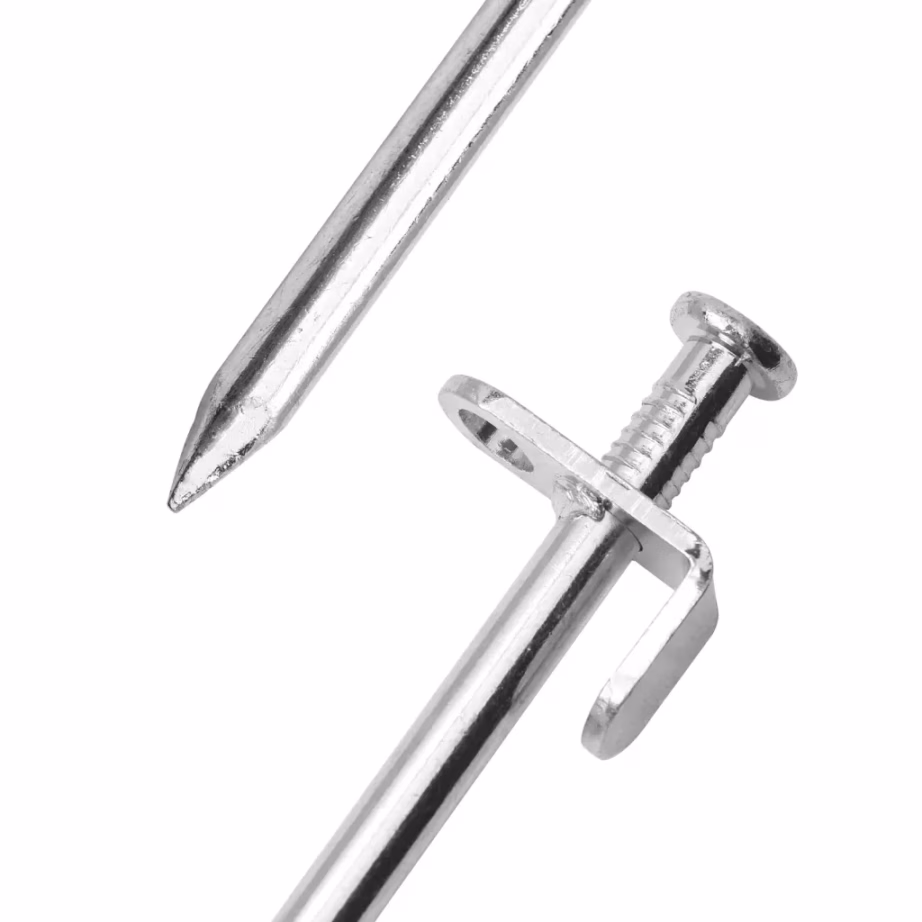 Tsingitud terasest telgivaiad konksu ja aasaga, 24 tk, 19,5 cm, 8 mm, hõbedane - 4